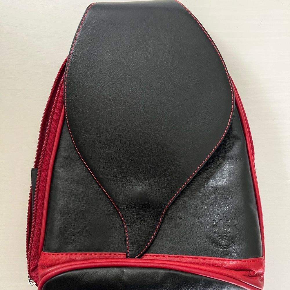 Florence, black and red leather backpack